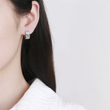 925 Sterling Silver Butterfly Zircon Hoop Earrings Women Wedding Gift