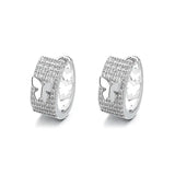 925 Sterling Silver Butterfly Zircon Hoop Earrings Women Wedding Gift