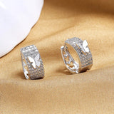 925 Sterling Silver Butterfly Zircon Hoop Earrings Women Wedding Gift