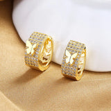 925 Sterling Silver Butterfly Zircon Hoop Earrings Women Wedding Gift