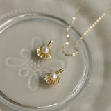 S925 Sterling Silver Pearl Shell Choker Necklace Pendant for Women