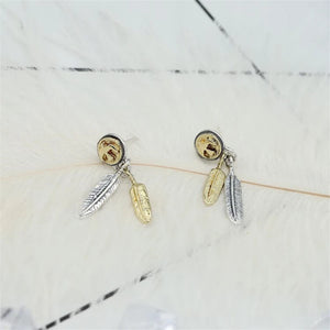 925 Sterling Silver Retro Feather Earrings
