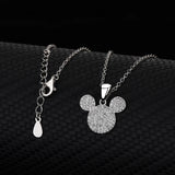 S925 Silver Mickey Head Necklace, Micro Inlay Pendant