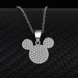 S925 Silver Mickey Head Necklace, Micro Inlay Pendant