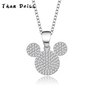 S925 Silver Mickey Head Necklace, Micro Inlay Pendant