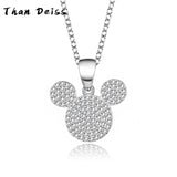 S925 Silver Mickey Head Necklace, Micro Inlay Pendant