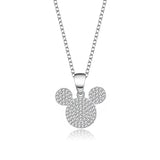 S925 Silver Mickey Head Necklace, Micro Inlay Pendant