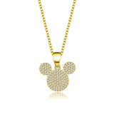 S925 Silver Mickey Head Necklace, Micro Inlay Pendant