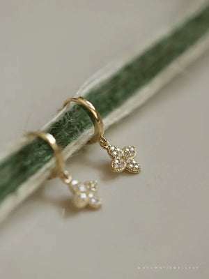 S925 Sterling Silver Micro Diamond Flower Ear Clasp & Earrings