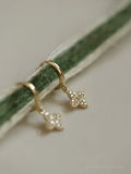 S925 Sterling Silver Micro Diamond Flower Ear Clasp & Earrings
