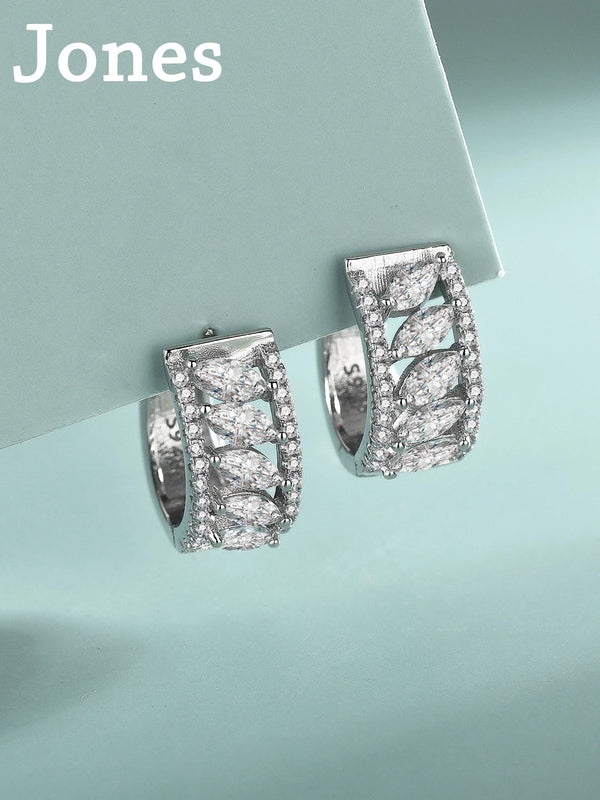S925 Sterling Silver Micro-Set Horse Eye Zirconia Arc Earrings Small