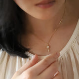 S925 Sterling Silver Key Necklace with Micro Zircon Pearl