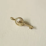 S925 Sterling Silver Key Necklace with Micro Zircon Pearl
