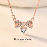 S925 Sterling Silver Micro-inlaid Zircon Bow Knot Necklace