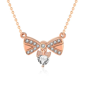 S925 Sterling Silver Micro-inlaid Zircon Bow Knot Necklace