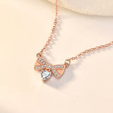 S925 Sterling Silver Micro-inlaid Zircon Bow Knot Necklace