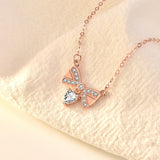 S925 Sterling Silver Micro-inlaid Zircon Bow Knot Necklace