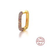 925 Silver Zircon Geometric Hoop Earrings