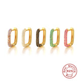 925 Silver Zircon Geometric Hoop Earrings