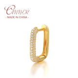 925 Silver Zircon Geometric Hoop Earrings