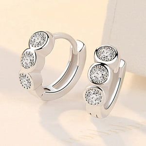 S925 Mini 10MM 3 Round Zircon Earrings Women Engagement Gift