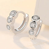 S925 Mini 10MM 3 Round Zircon Earrings Women Engagement Gift
