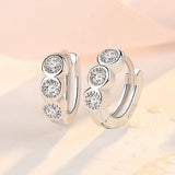 S925 Mini 10MM 3 Round Zircon Earrings Women Engagement Gift