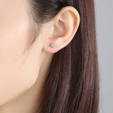 S925 Silver Mini Stud Earrings Kids 14K Plated Round Stone Gift Female