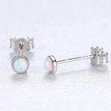 S925 Silver Mini Stud Earrings Kids 14K Plated Round Stone Gift Female