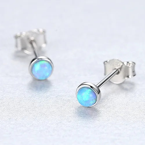 S925 Silver Mini Stud Earrings Kids 14K Plated Round Stone Gift Female