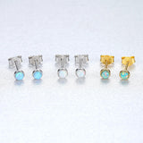 S925 Silver Mini Stud Earrings Kids 14K Plated Round Stone Gift Female