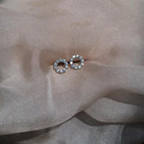 S925 Sterling Silver Mini Ring Set Diamond Earstuds
