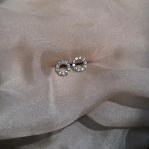 S925 Sterling Silver Mini Ring Set Diamond Earstuds