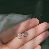 S925 Sterling Silver Mini Ring Set Diamond Earstuds