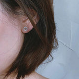 S925 Sterling Silver Mini Ring Set Diamond Earstuds