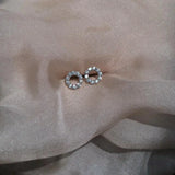 S925 Sterling Silver Mini Ring Set Diamond Earstuds