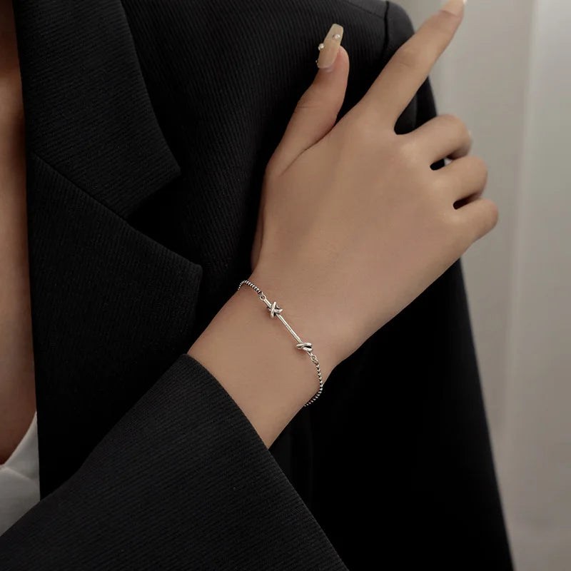 Vintage Platinum Plated Silver Bracelet - Knotted Fine Jewelry