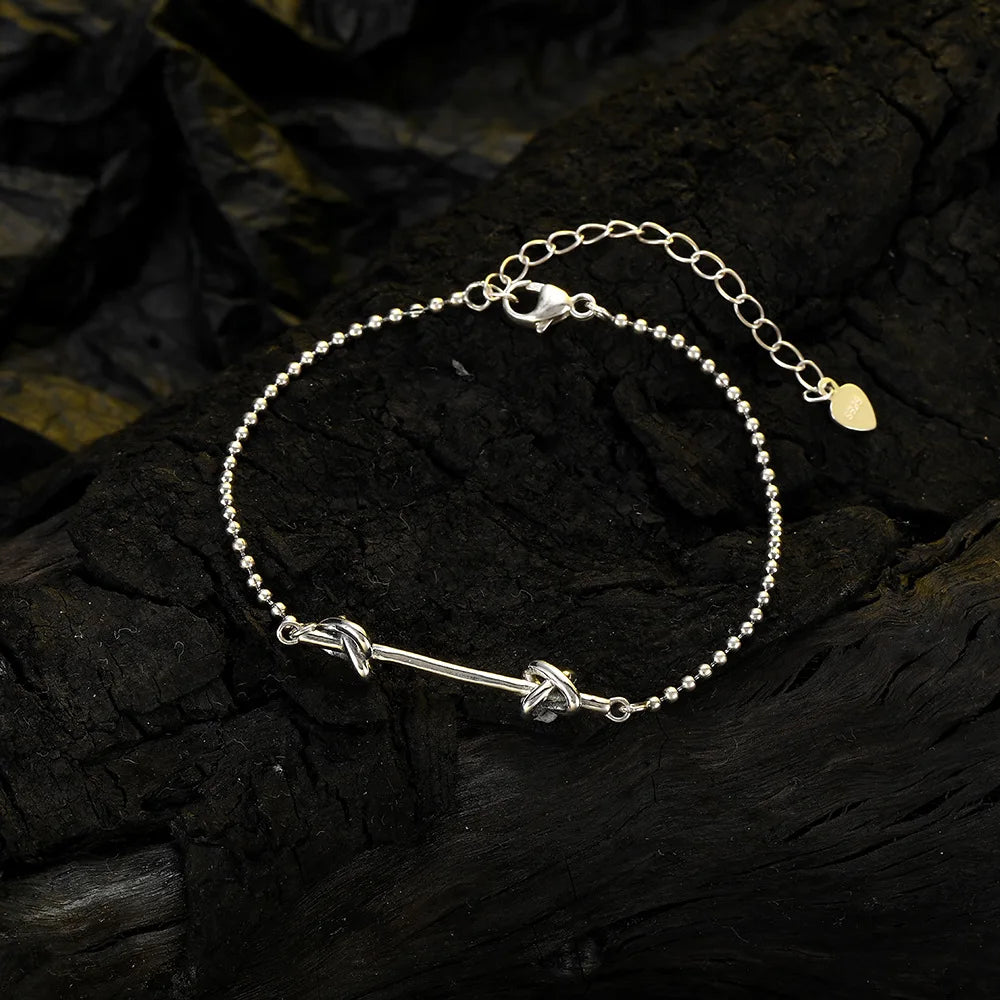 Vintage Platinum Plated Silver Bracelet - Knotted Fine Jewelry