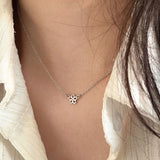 S925 Silver Plated Floral Necklace Sweet Accessory
