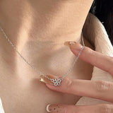 S925 Silver Plated Floral Necklace Sweet Accessory