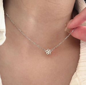 S925 Silver Plated Floral Necklace Sweet Accessory