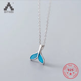 S925 Sweet Whale Dolphin Fish Tail Leaves Pendant Necklace
