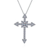Sterling Silver Moissanite Cross Pendant Charm Necklace