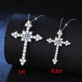 Sterling Silver Moissanite Cross Pendant Charm Necklace