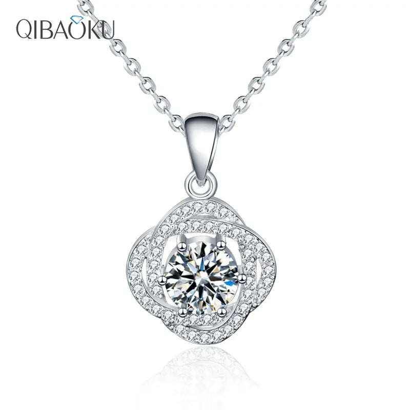 S925 Silver Moissanite Necklace Women Ins Mosan Diamond Pendant