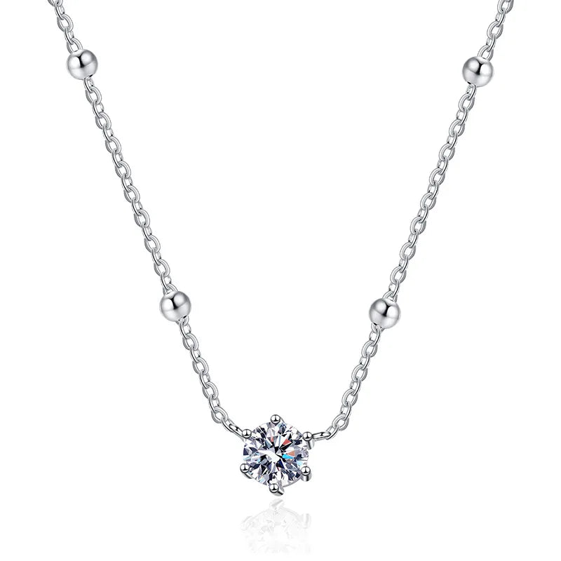 S925 Sterling Silver Moissanite Necklace Women 0.5ct D Moissanita Diamond