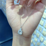 S925 Silver Moissanite Necklace Women Pendant Collarbone Chain Wedding