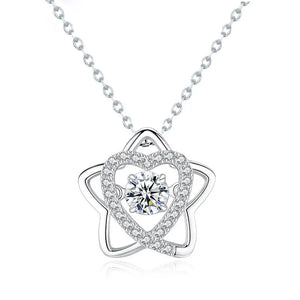 Sterling Silver Moissanite Necklace with Heart Pendant