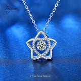 Sterling Silver Moissanite Necklace with Heart Pendant