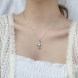 S925 Santa Claus Pendant Necklace Silver Moissanite Lady's Collarbone Ornament